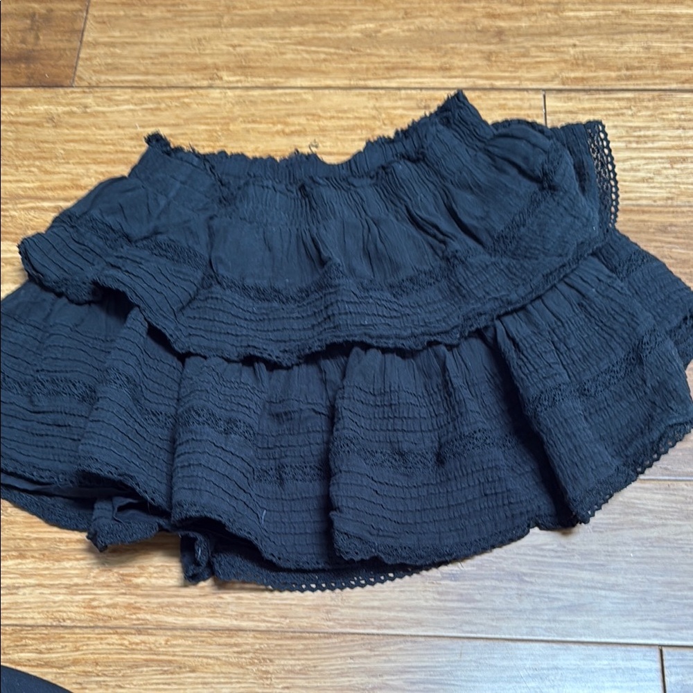 Aerie Black Ruffled Mini Skirt